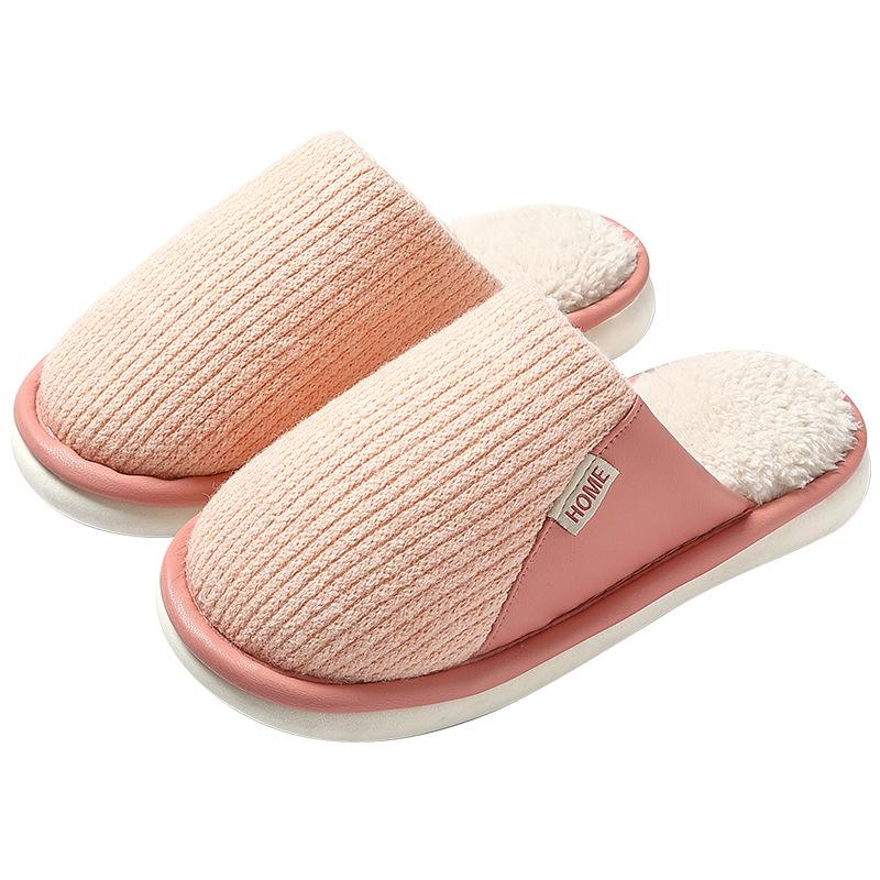 Autumn and Winter Cotton Slippers Female Couple Indoor Home Home Home Non-slip Thick Bottom Warm Stepping On Shit Plush Man