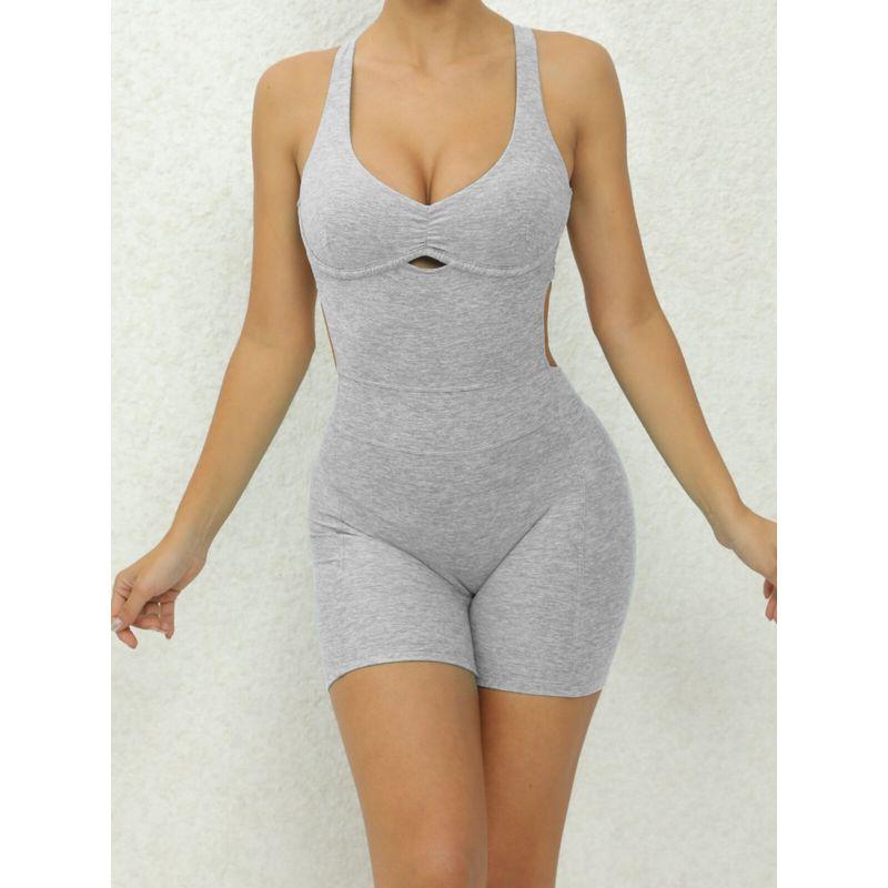 Fashion Cross Back Adjustable Cut Out Yoga Jumpsuit Dance Fitness One-Piece Hip Lifting Sport Jumpsuit