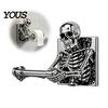 Unique Resin Paper Roll Stand Skeleton Toilet Holder, Wall Mount Skull Tissue Gothic Horror Themed Home Decor Organizer Stand, Spooky Halloween