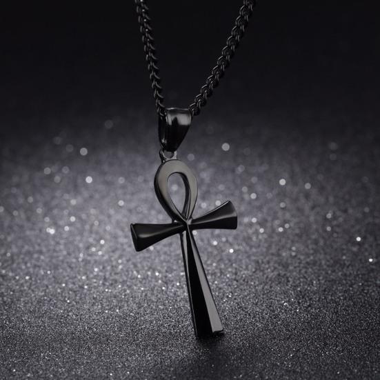 Men Necklace Exquisite Solid Color Sturdy Smooth Surface Stainless Decorative Good Workmanship Cross Shape