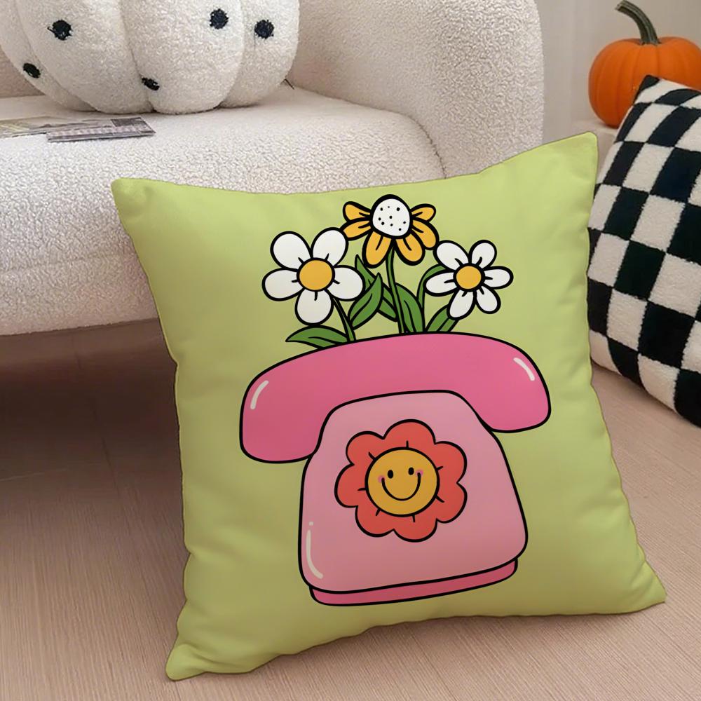 Cartoon sunflower Cushion Cover Linen Pillow Case Soft Breathable Protective Couch Room Decoration