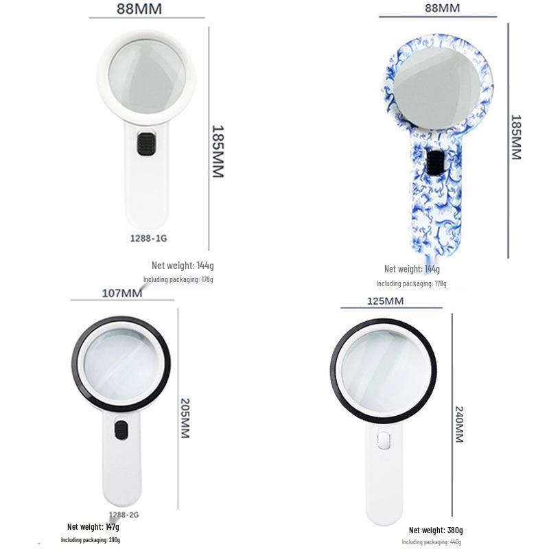 30x Handheld Reading Magnifier with 12 LED Lights - High Magnification Double Lens for Elderly Use