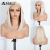 Perruque NOBLE 18 Pouces 6x4 Lace Front Ombré Blond Cendré Bob Résistante à la Chaleur Sans Colle Synthétique pour Femmes Noires et Blanches Usage Quotidien