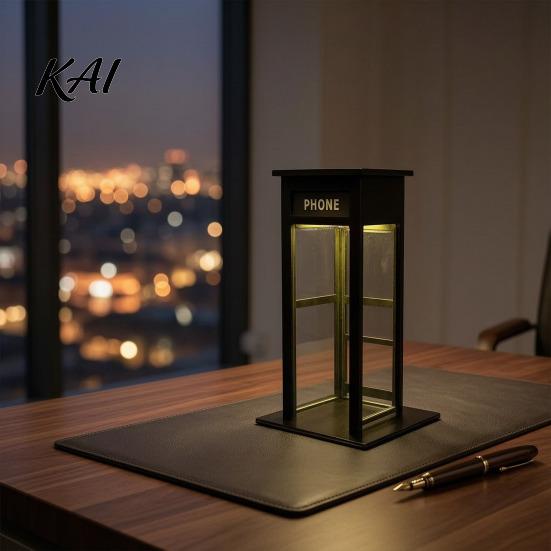 Retro Phone Booth Light Vintage Ambient Lamp, Tall Telephone Night Light, Nostalgic Table Lamp Warm LED for Bedroom Home Office Study Bar Decor