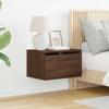 Wall Mounted Nightstand with LED Lights Brown Oak Effect