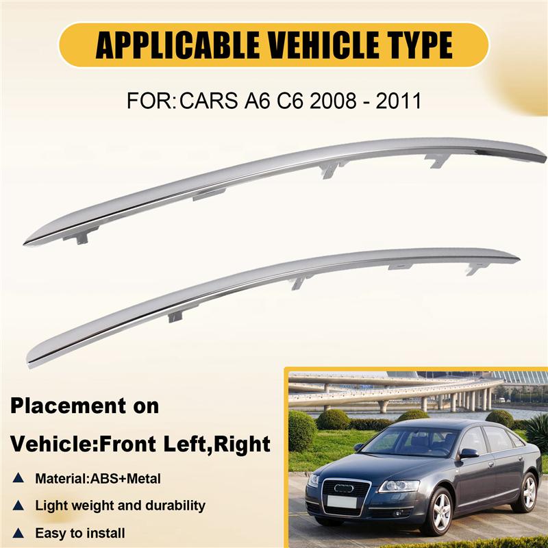 L10A Pro A6 C6 2008 - 2011 Auto Přední Nárazník Lišta Chromovaná PÁR (Vlevo + Vpravo) 4F0853065A 4F0853066A