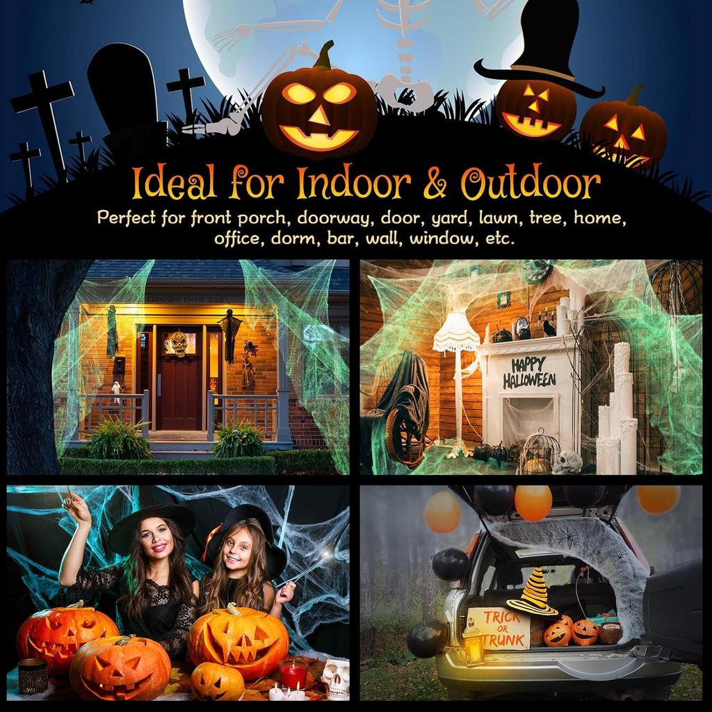 1-5PCS Halloween Decoration Spider Web Artificial Spider Web Stretchy Cobweb With Spider Horror Gothic Haunted House Home Decor