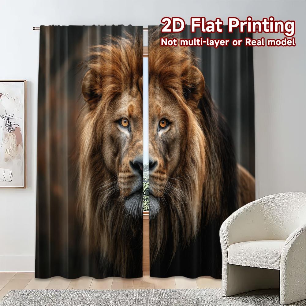Set Of 2 Modern Flat Printing Curtains Without Rod Majesticlion Window Curtain Polyester Decorations Outdoor Made