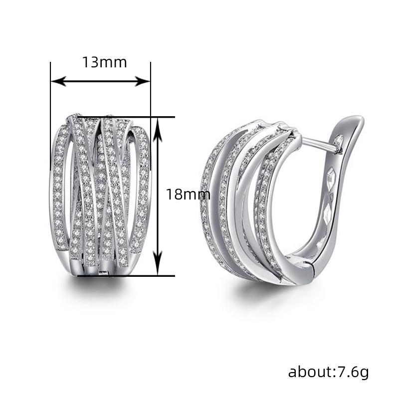 Huitan Fashion copper Color Cross Hoop Earrings for Women Full Crystal Cubic Zirconia Statement Female Earrings Trends Zircon