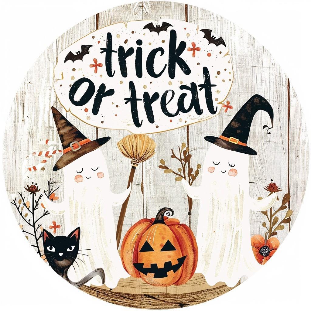 Wooden Halloween Pumpkin Trick Or Treat Decoration Haunted House Door Hangings