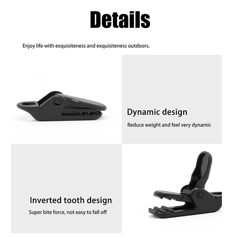 Tarp Clips 10-Pack Black Crocodile Clip Small Outdoor Camping Awning Point Hook Tent Windbreak Clamp