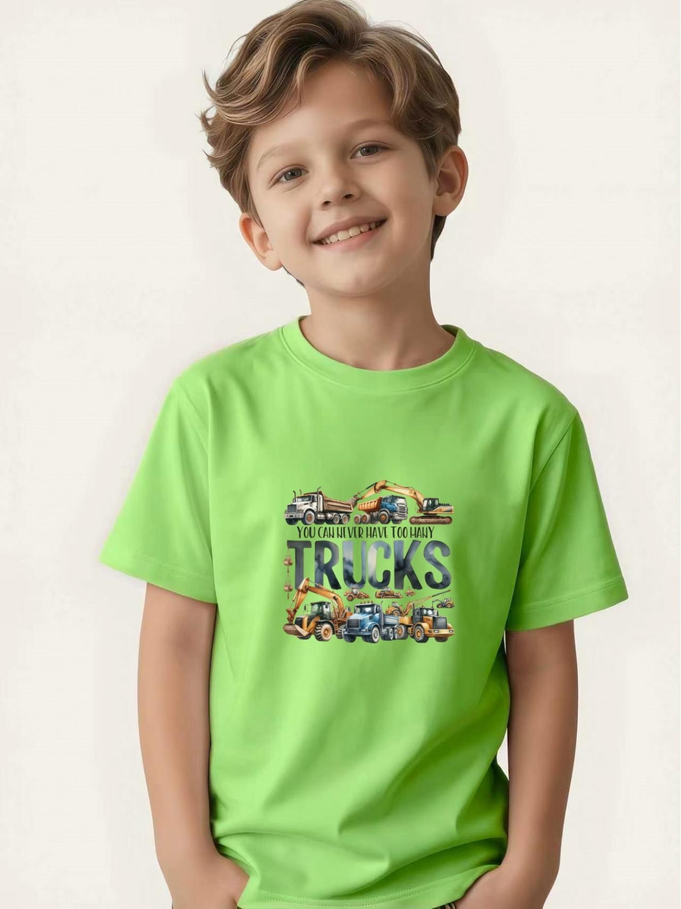 

Children s printed short-sleeved boys summer round neck T-shirt breathable and comfortable casual top 160