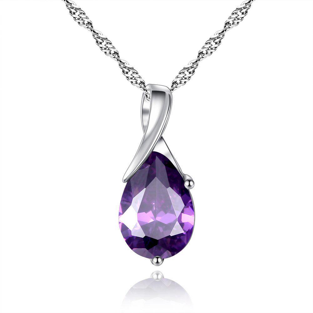 Korean Fashion Amethyst Teardrop Necklace for Women - Angel's Tears Pendant Hot Selling Jewelry