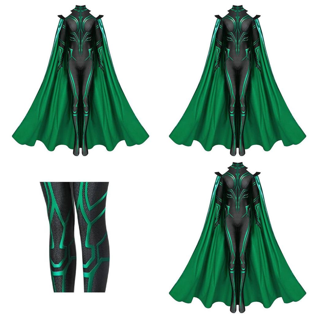 Thor3 Ragnarok Hela Erwachsenen- Kinder- Bodysuit Umhang Halloween-Kostüm Perfekt für Rollenspiele und Bühnenauftritte