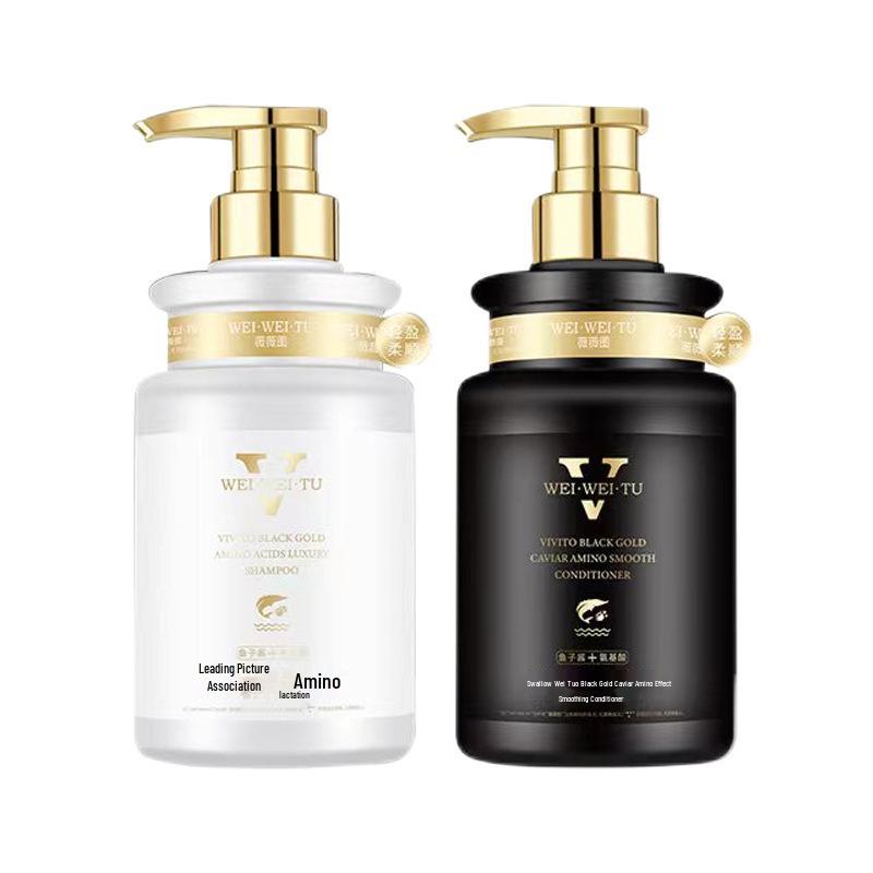 Black Gold Caviar Amino Acid Shampoo & Conditioner Set: Long-Lasting Fragrance, Nourishing, and Oil Control