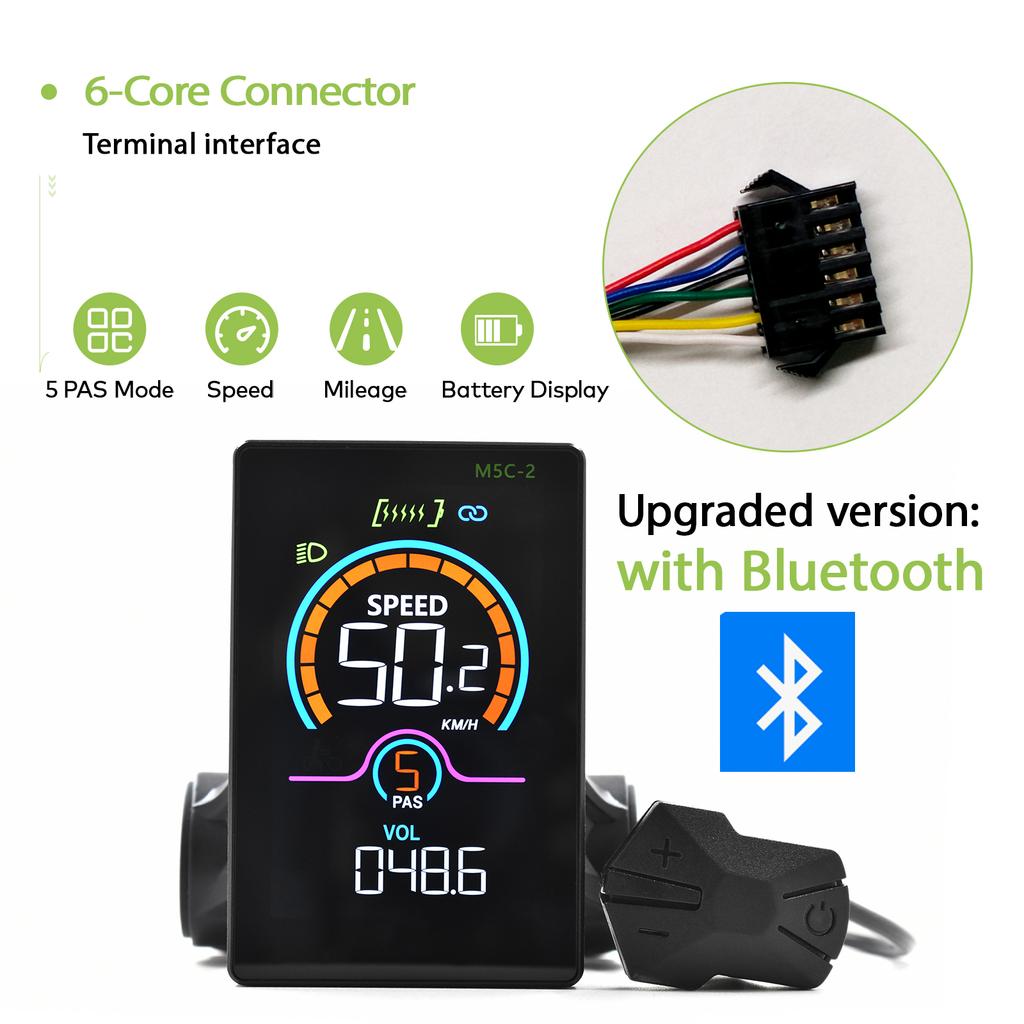M5C-2 Ebike Display With Bluetooth Mobile Phone Control Electric Bicycle Computer Wired Bicycle Speedometer And Bicycle Odometer2