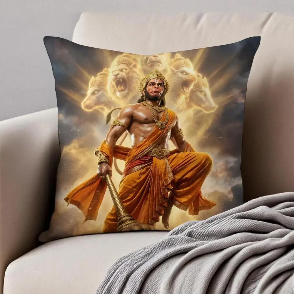 Classical traditional HHanuman Cushion Cover Pillowcase Antidustmite Invisible Zipper Short Plush Sofa Cushion