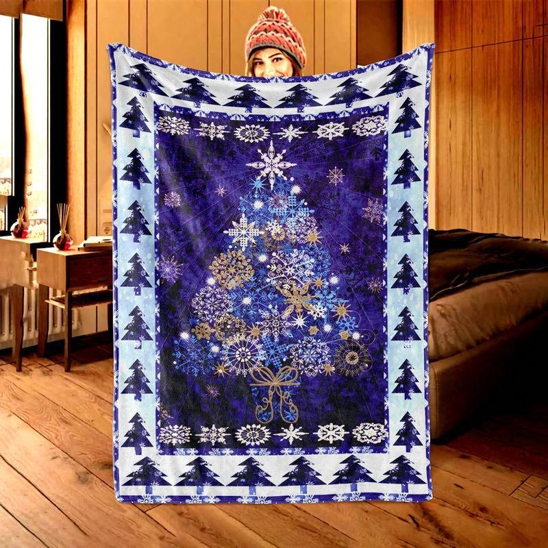 Christmas Cartoon Pattern Digitalprinted Polyester Bedroom Velvet Flannel Soft Sofa Cover Blanket Fleece Soft Sofa Cover