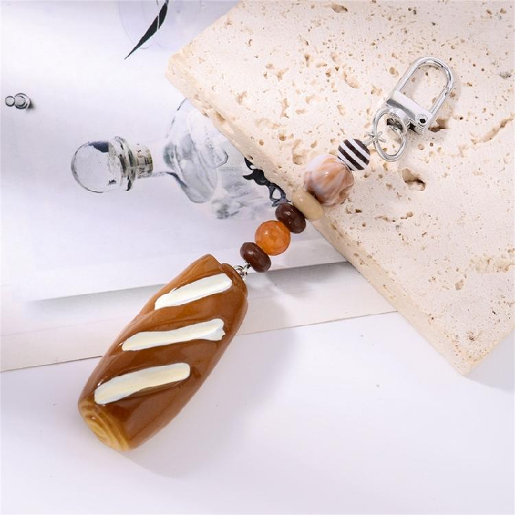 Bread Shaped Keyring Realistic Food Charm Fashionable Key Holder Fun Decoration For Backpacks Handbag