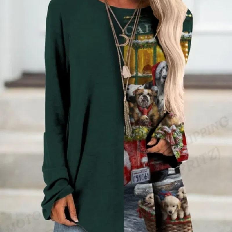 

Веселая рождественская футболка Снеговик Футболка 3D Футболка с длинным рукавом Женская футболка Длинная футболка Женская туника Топы Футболки Женская осень 5XL