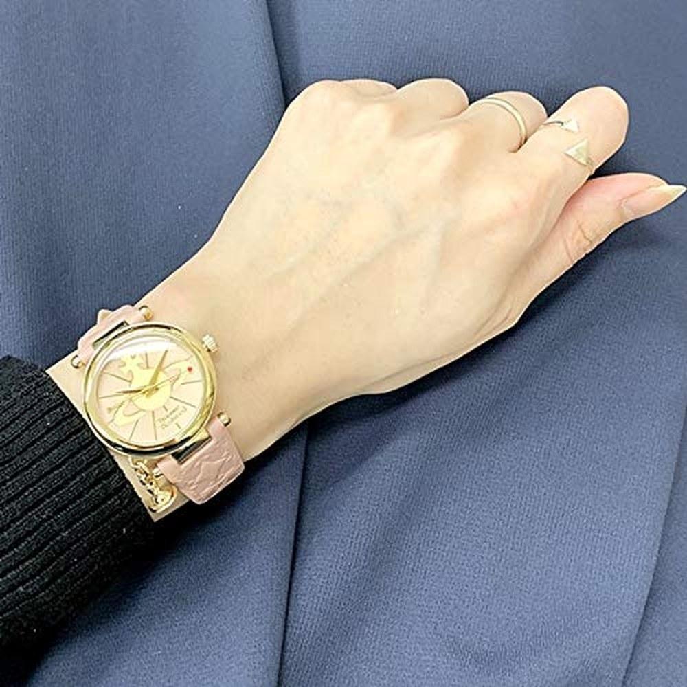 Vivienne Westwood Ladies Leather Watch VV006PKPK Orb Charm Black White Pink
