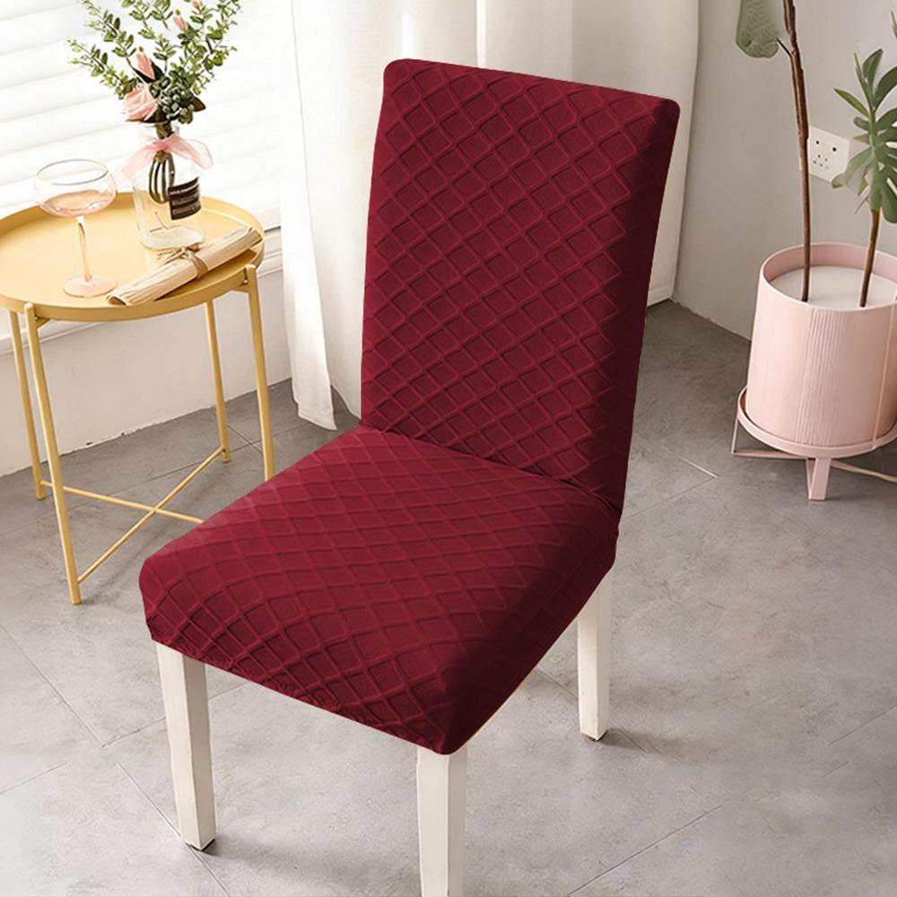 New Elastic Stretch Dining Chair Cover Dustproof Solid Color Jacquard Chair Cushion Cover Waterproof Chair Protectors Household