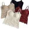 Women Fleece Lined Lace Cami Top With Fixed Cup Beauty Back Camisole Thermal Tank Top Inner Wear Underwear For Autumn Winter