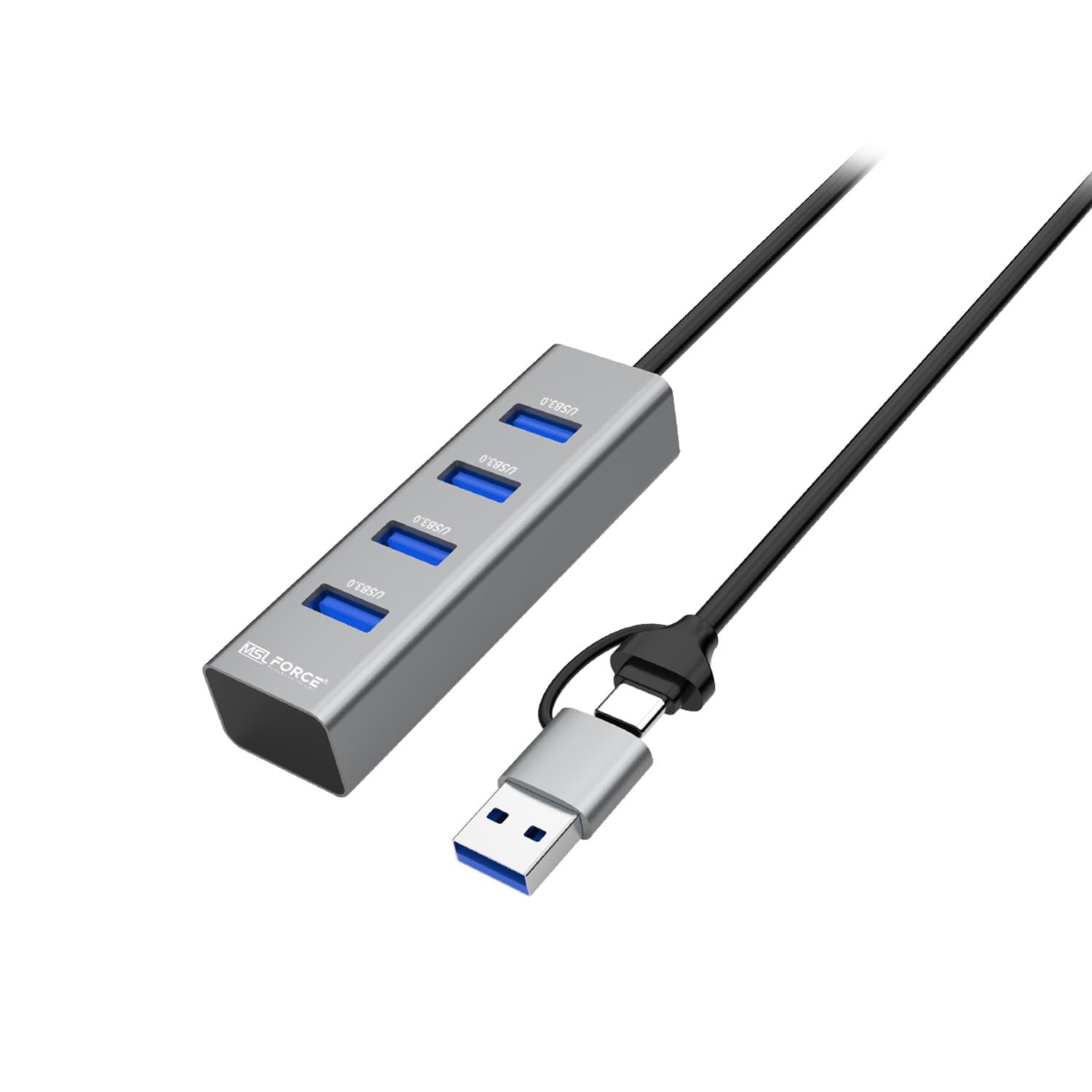 

MSL FORCE USB Hub with to 5Gbps Data from a trusted Japanese 4-in-1 3.0 USB-A USB-C Cable, 60cm, Transfer, 4-Port Expansion, Type-C, uc4011, company. серый