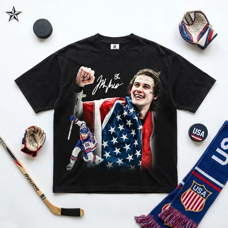 USA Gold Medal Hockey Champion Jack Hughes Unisex Tee S-5XL