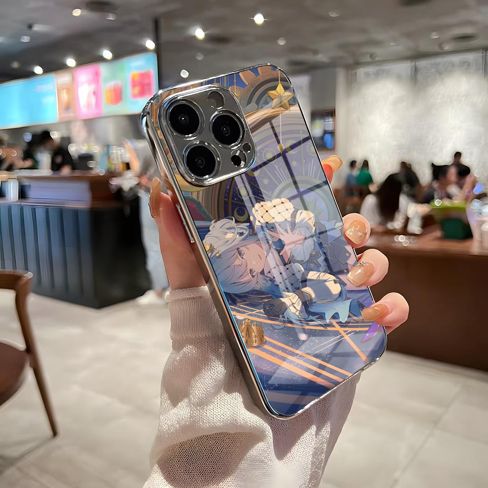 H-Hoshimachi Suisei Phone Case For IPhone 17 Pro Max 15 Pro 16 14 Plus 12 13 Mini 11 Pro Shockproof Electroplated Glass Cover