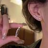 New Trendy One-word Seven-star Row Diamond Zircon Stud Earrings for Women, Light Luxury Versatile Earrings, Earbone Clips, Temperament Earrings.