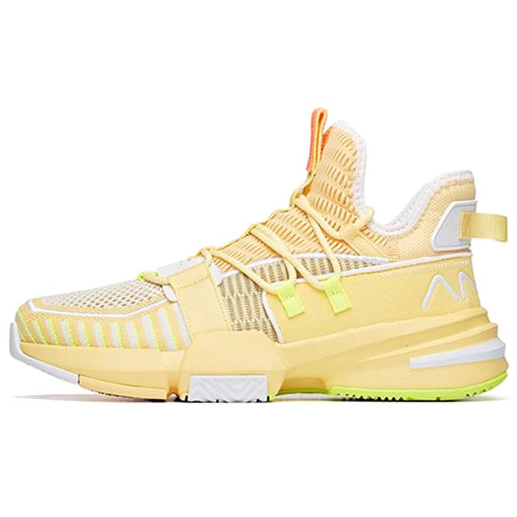 

New Anta Craze 1 Shock Absorbers Slip Resistant Abrasion Resistant High top Basketball Shoes Men s Yellow White 112021609-6 44.5
