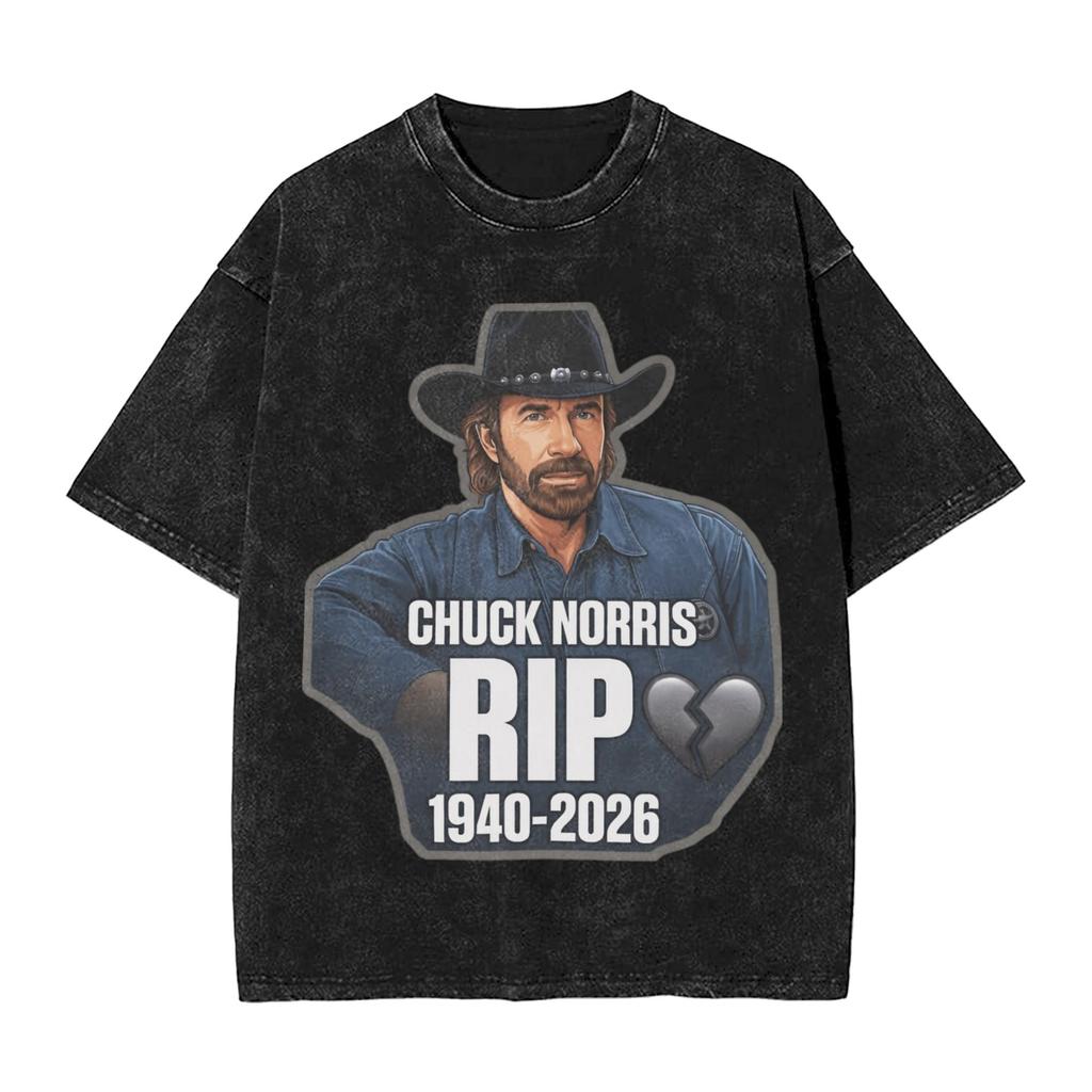T-shirt Lavate Il Più Grande di Tutti i Tempi Chuck Norris Hip Hop T-shirt Retrò Harajuku Streetwear Top in Cotone Top Magliette per Unisex Donna