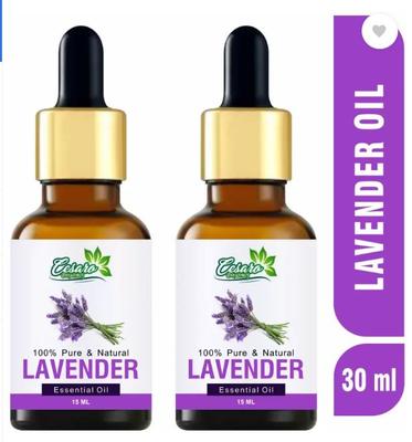 Cesaro Organics Best Lavender Essential Oil, 100% Pure & Natural for Hair, Skin, Face 15 ML (30 Ml X 2)