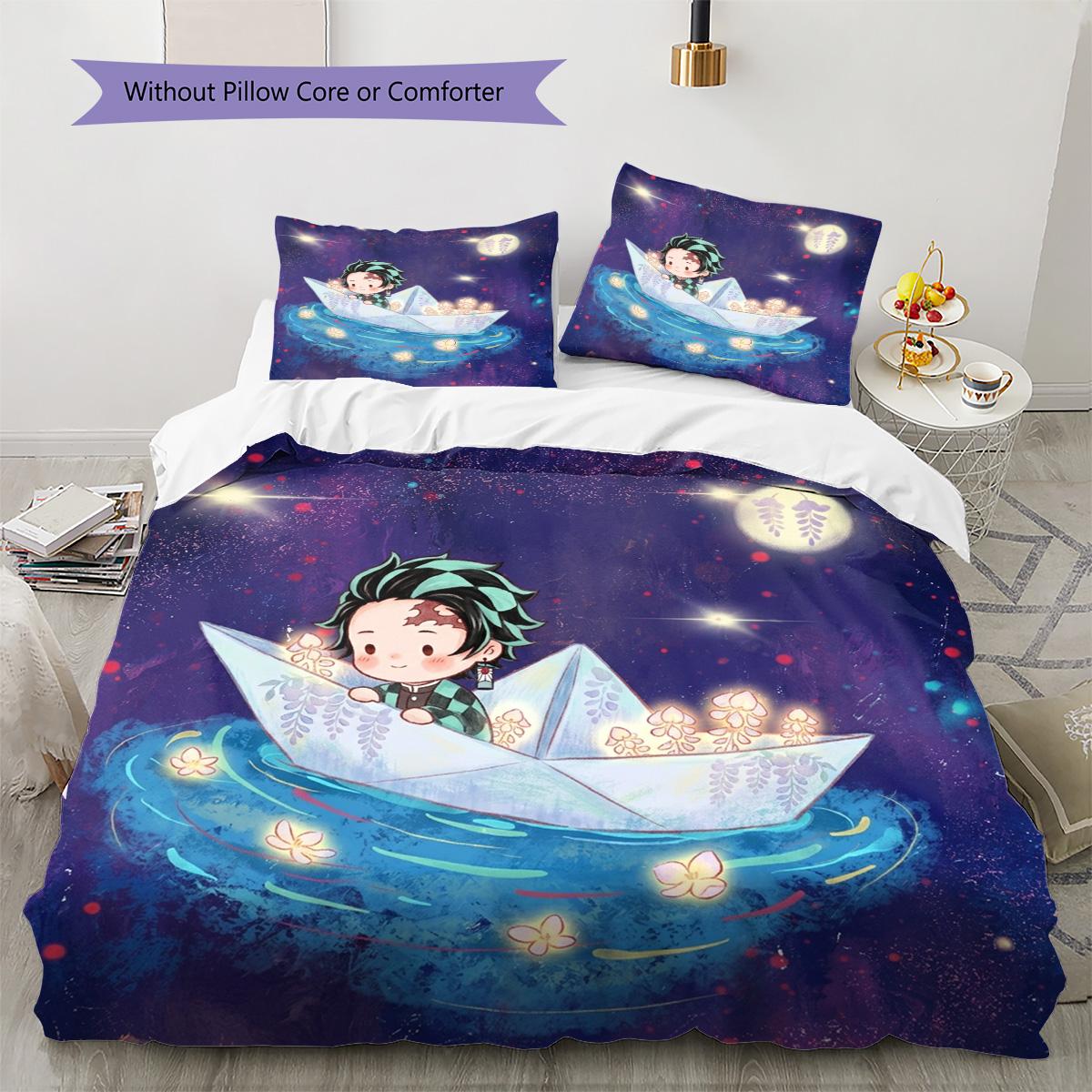 

Demon Slayer Tanjiro Pattern Bedding Quilt Set Quilt Cover Pillowcase Home Decoration Birthday Gift (1 * duvet cover + 2 * pillowcase, without core) 135x200cm