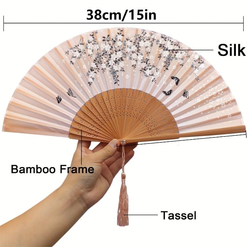 Folding Hand Fan With Tassel Chinese Style Hand Fan For Women Japanese Handheld Fan For Dancing Wedding Decoration Party Favor