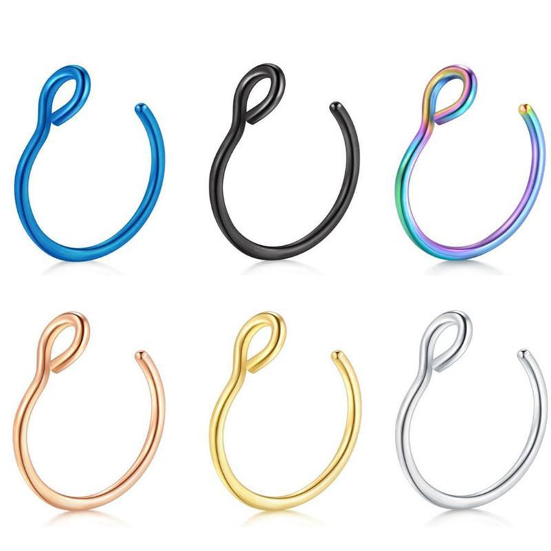 1 Pairs U-shape Fake Nose Ring Gold Color Nose Ring Piercings Fashion Simple Nose Ring Unisex Jewelry Gifts