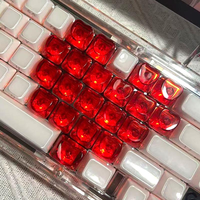 

Heart-Shaped OEM Translucent Keycaps, 21 Keys, Compatible with Wooting Bee DIY
