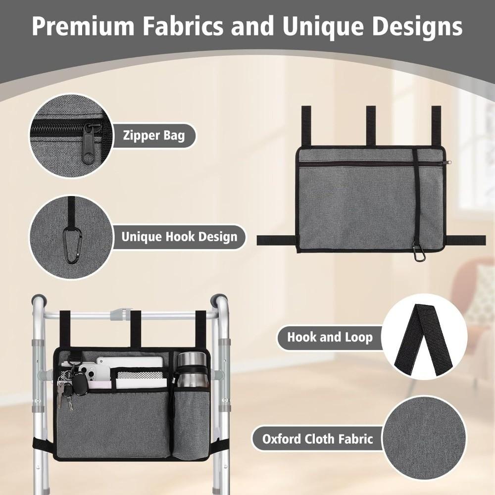 Large Capacity Walker Pouch Attachments Adjustable Strap Tote Bag For Walker New Walker Bag