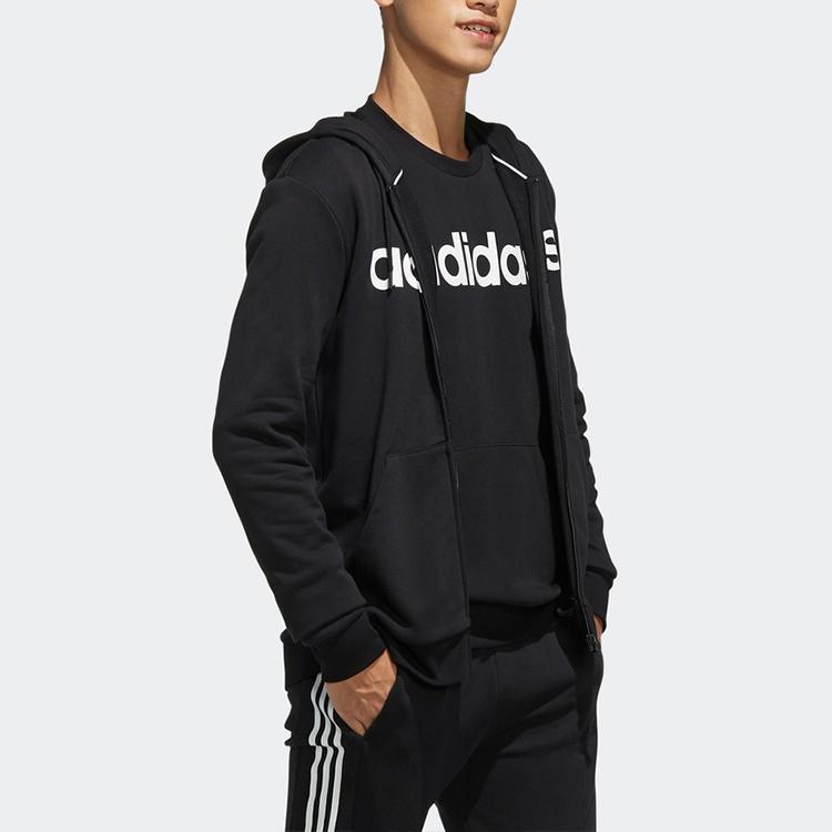 adidas neo M CE LNR Z HDY Zipper Casual Sports Hooded Jacket Black Men's EI4736