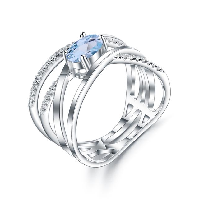 

Gb кольцо из стерлингового серебра 925 пробы с перекрещенным крестом на палец 0,95 карата, кольца с натуральным небесно-голубым топазом и драгоценным камнем для женщин, ювелирные изделия 6