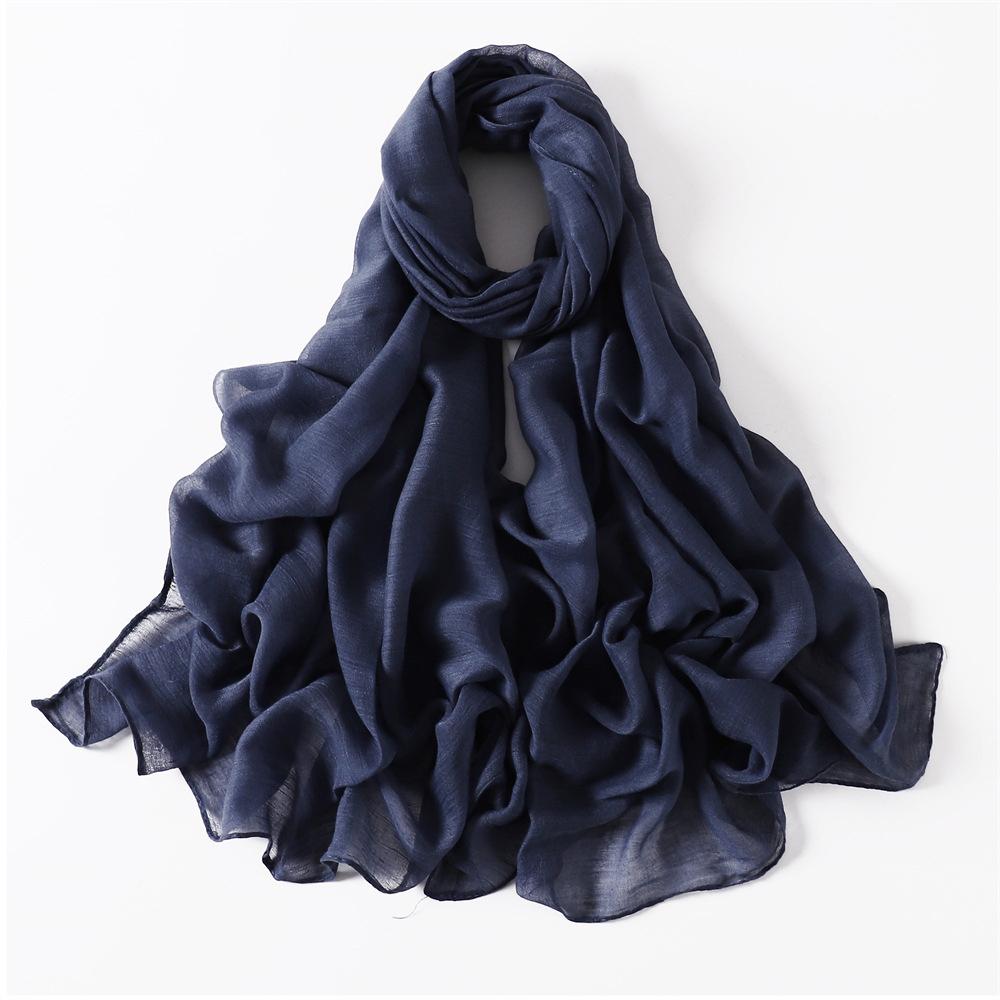 New Cotton Linen Scarf For Women Girls Students Autumn Classic Solid Color Scarves Retro Soft Foulard Viscose Female Wrap Shawls