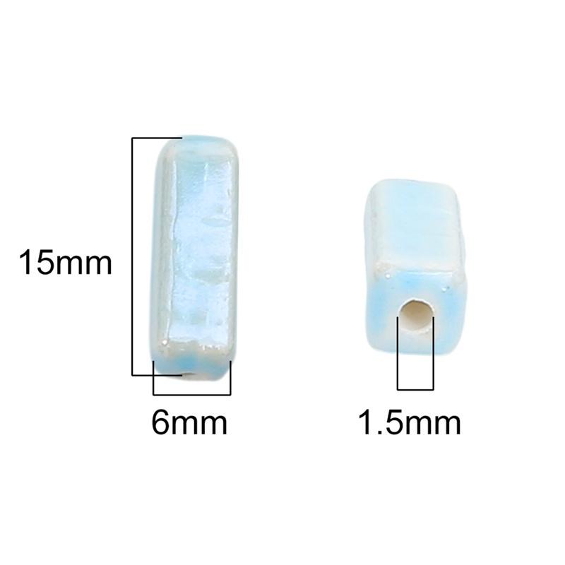 [6x15mm] 5pcs/Bag Cuboid Beads Colored Ceramic Beads Charm Loose Spacer Beads for Earring Bracelet Necklace DIY Jewelry Making Accessories