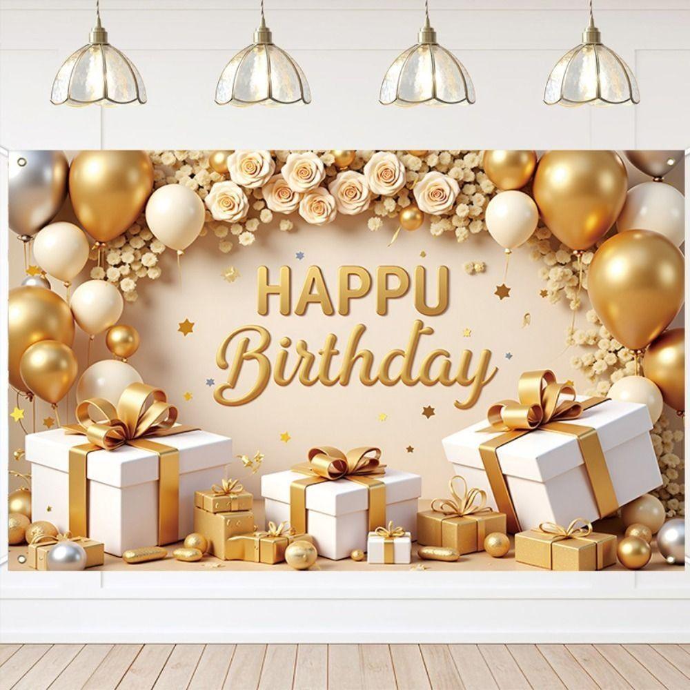 Polyester Banner Poster Golden Photography Backdrops Birthday Party Background  Holiday Party