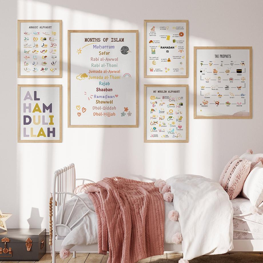 

Islam Muslim Prophets Arabic Alphabet Allah Quran Personalization Children Nursery Wall Art Painting Poster Baby Kids Room Decor 21cm×30cm NoFrame