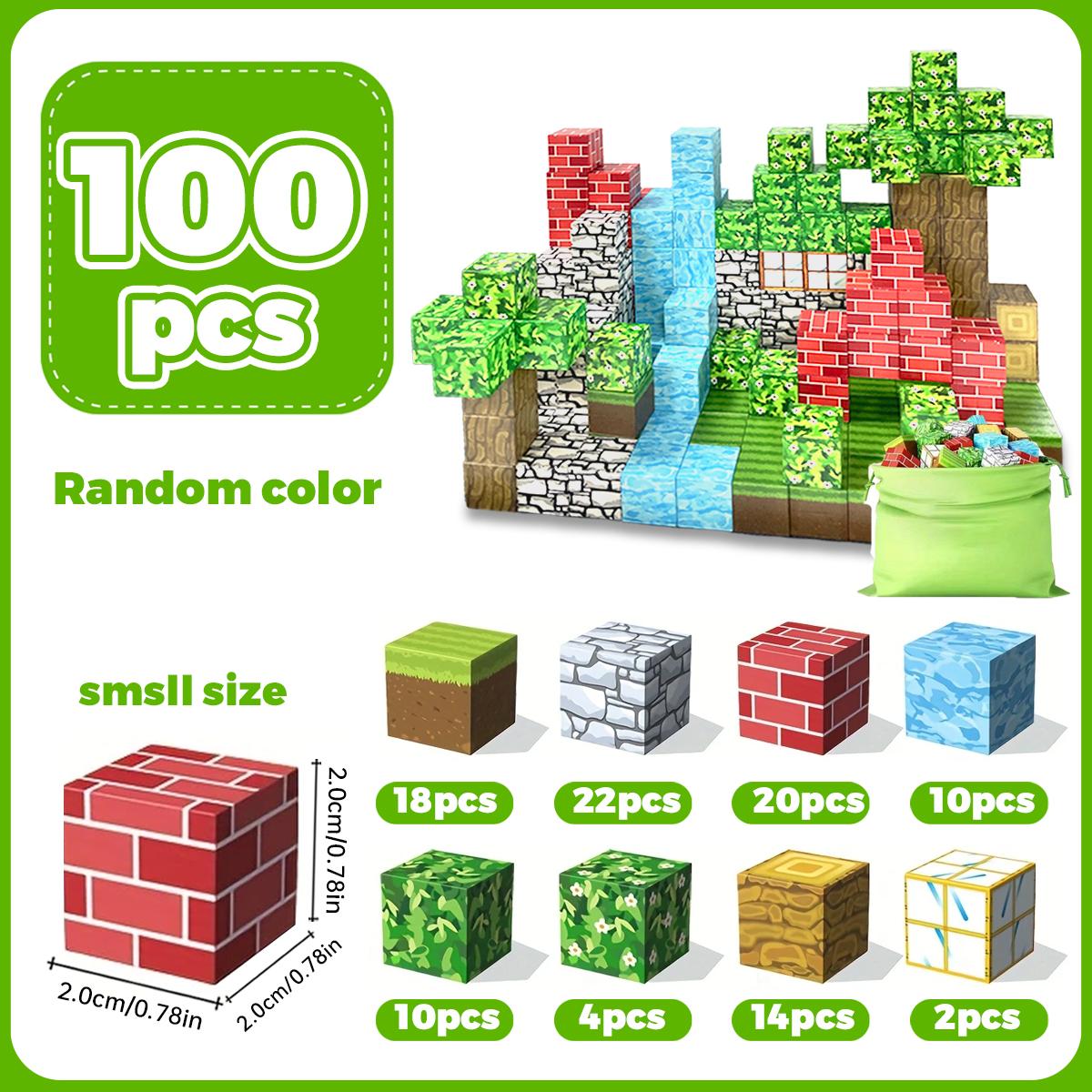 

100 ШТ Магнітні будівельні блоки для дітей, STEM сенсорні кубики для іграшки, Магнітні іграшки в подарунок на день народження, Як подарунок на Хелловін, Різдво