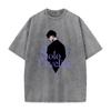 Anime Solo Leveling Sung JinWoo Graphic Print T Shirt Men Vintage Washed Tshirts Manga Cotton Tee Harajuku Male Casual T-shirt