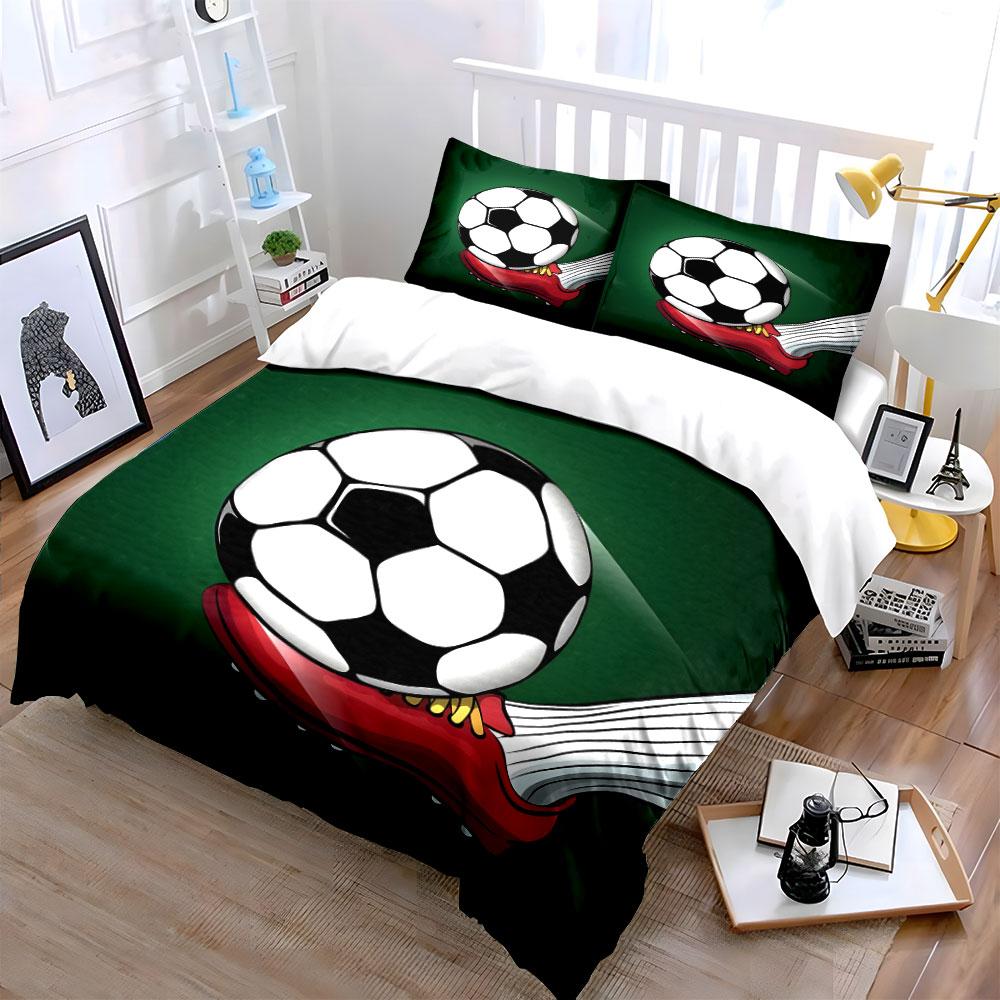 Soccer ball and cleat kicking a ball Print Bedding Set 1Duvet Cover 2Pillowcases for Adult and Children Luxury Gift Full Size