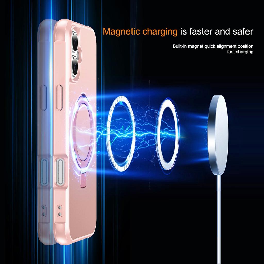 For iPhone 17 Case Compatible with MagSafe Ring Holder Kickstand TPU+PC Phone Cover