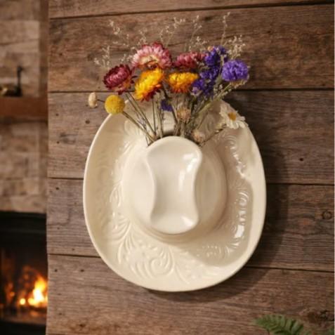 New Resin Crafts Vase Wall Hanging Personalized Style Decoration Home Decor Cowboy Hat Vase
